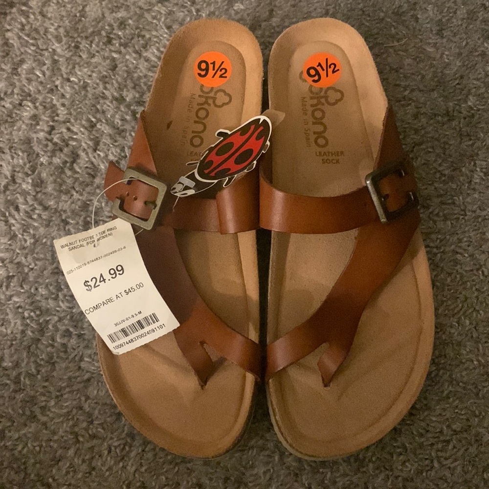 Yokono Walnut Footbed Toe Ring Sandal